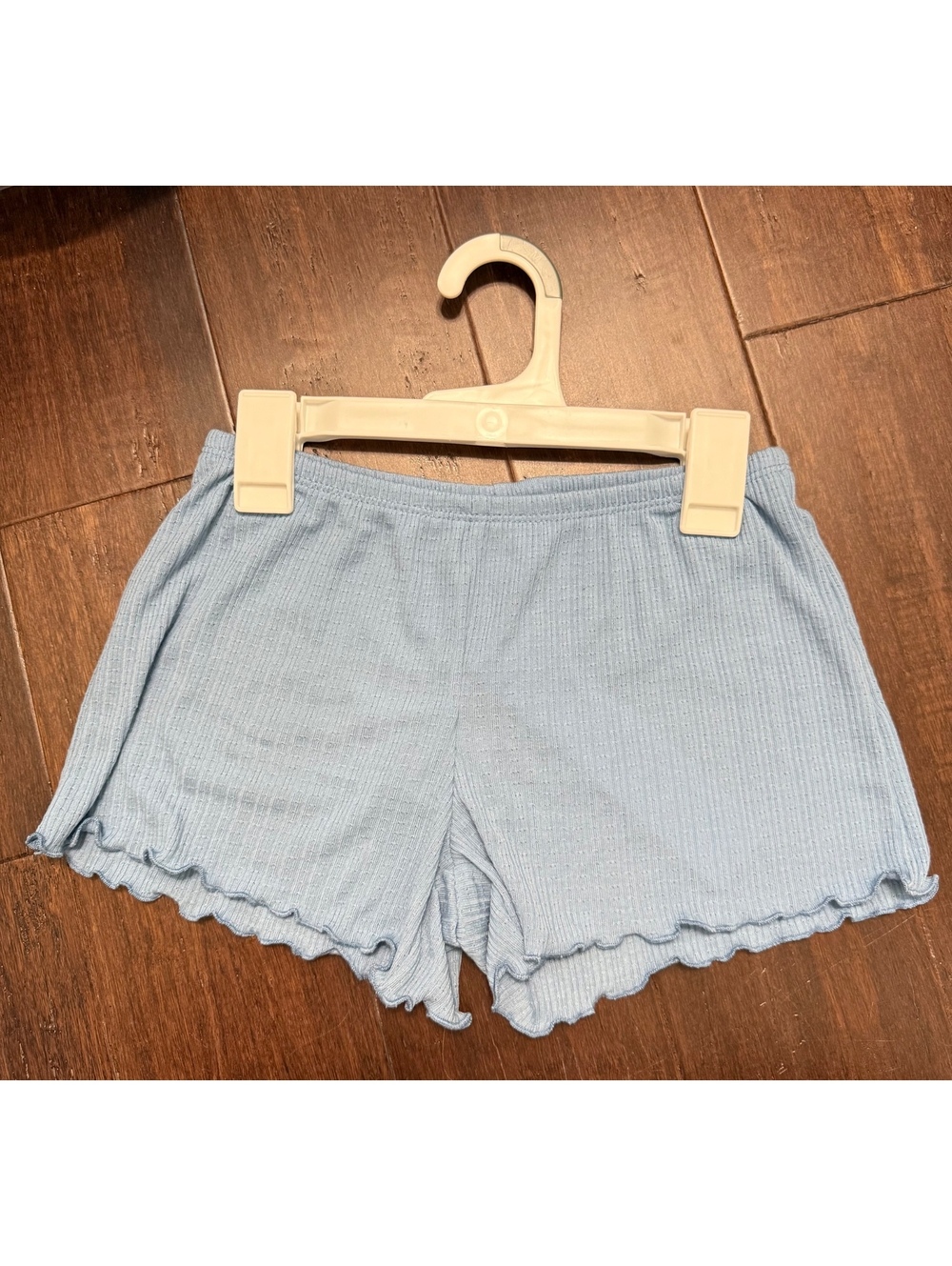 New Art Class Girls' Light Blue Ribbed Sleep Shorts, Size M (8)